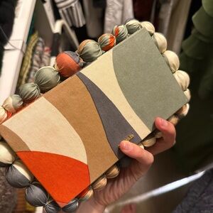 Cult Gaia Multi-Color Clutch with Orange, Gray, and Cream